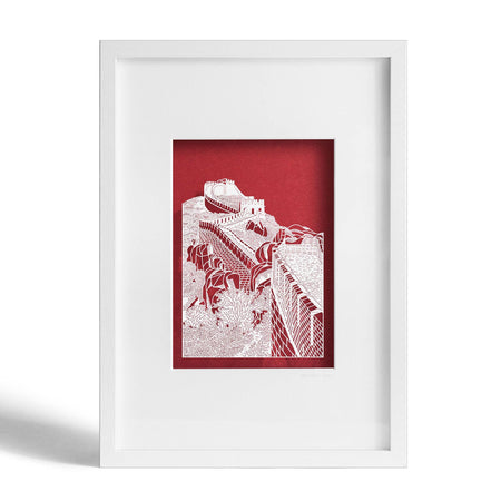 The Great Wall paper-cut,  A4 Frame, Paper Art  IDEAL GIFTS - o3designstudio