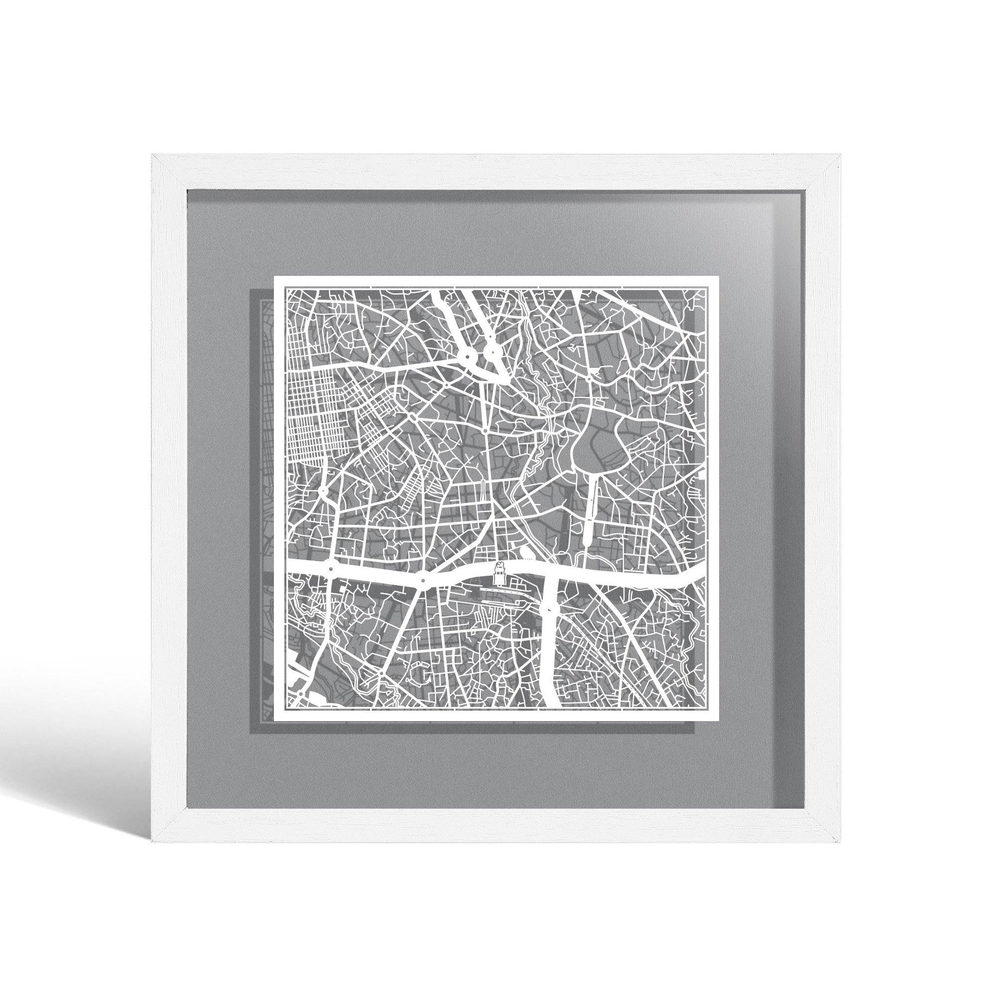 o3designstudio Addis Ababa Paper cut map framed 9 inch White map White frame map art 22MF4003WW