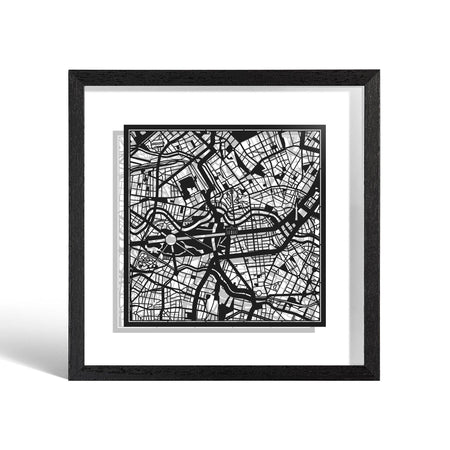 o3designstudio Berlin Paper cut map framed 9 in White map White frame map art side face 22MF3003WW