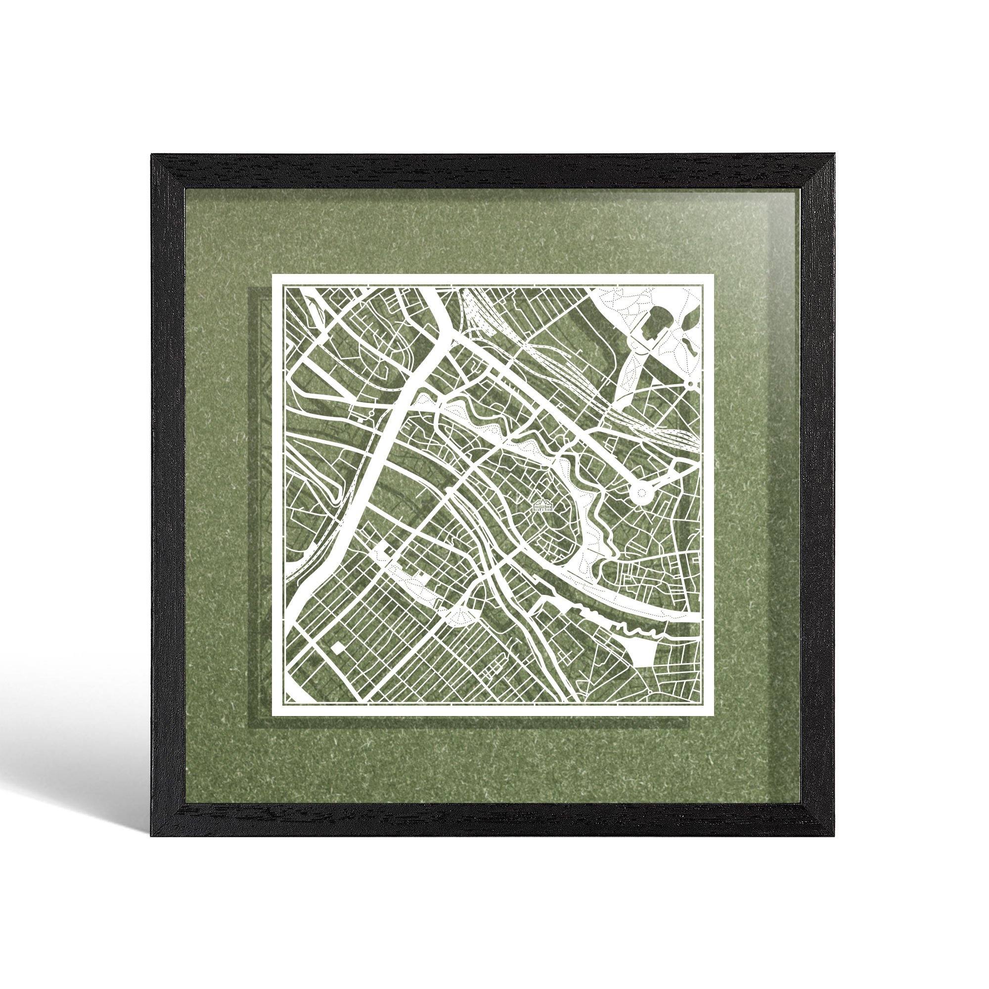 o3designstudio Bremen Paper cut map framed 9 inch White map Black frame map art 22MF3027BW