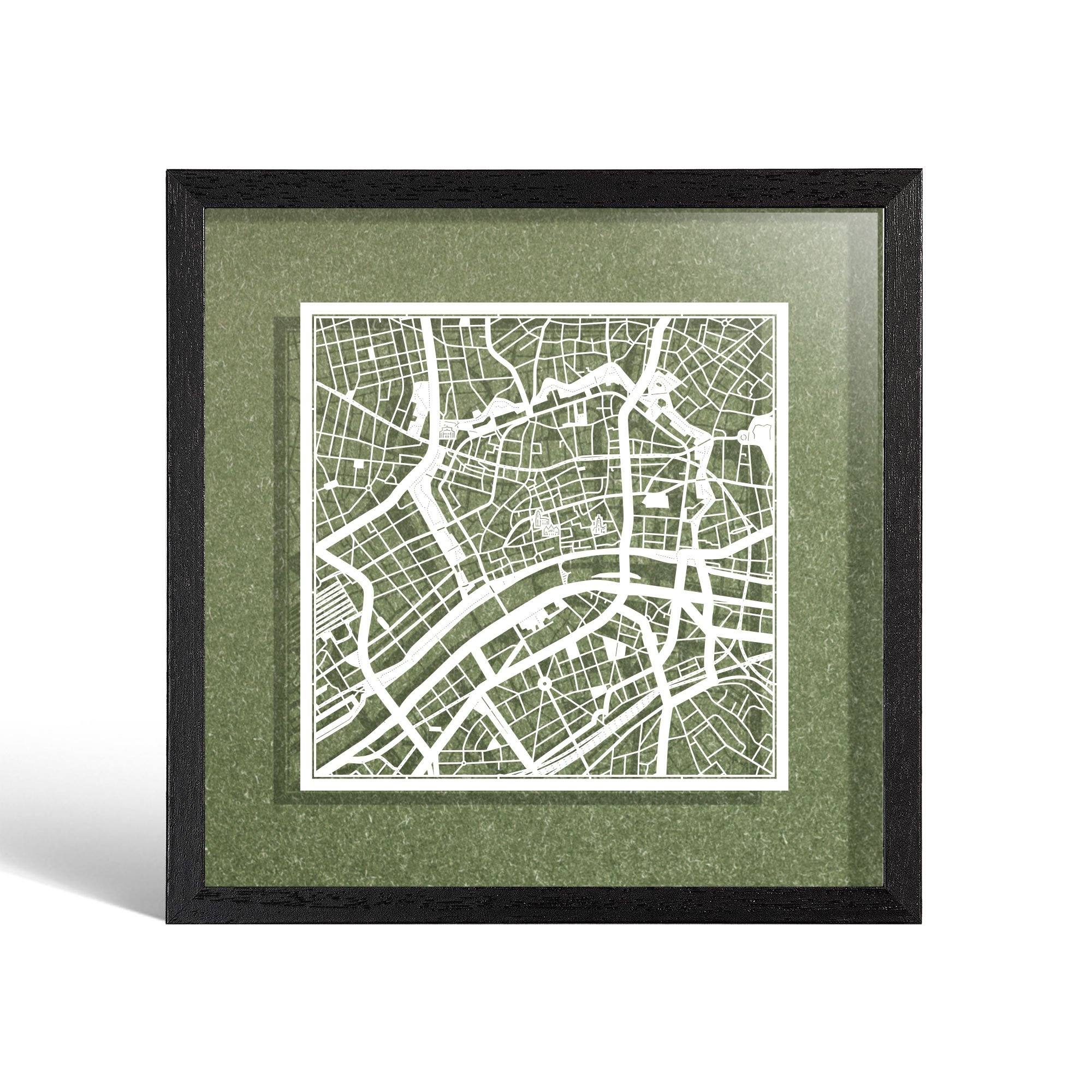 o3designstudio Frankfurt am Main Paper cut map framed 9 inch White map Black frame map art 22MF3031BW