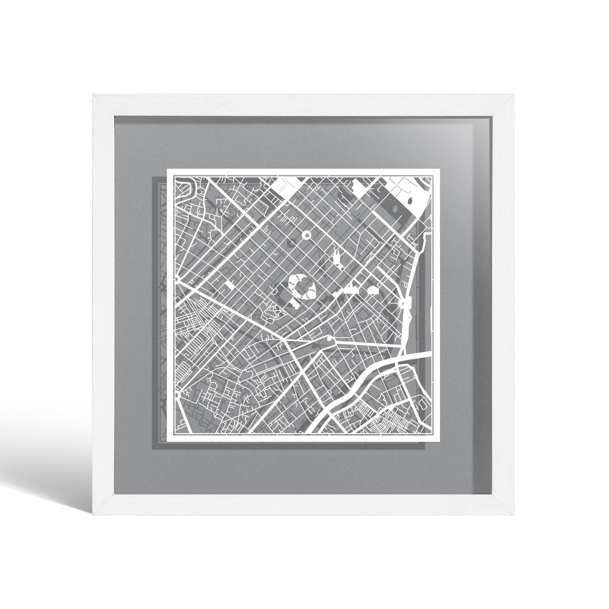 o3designstudio Ho Chi Minh City Paper cut map framed 9 inch White map White frame map art 22MF1031WW