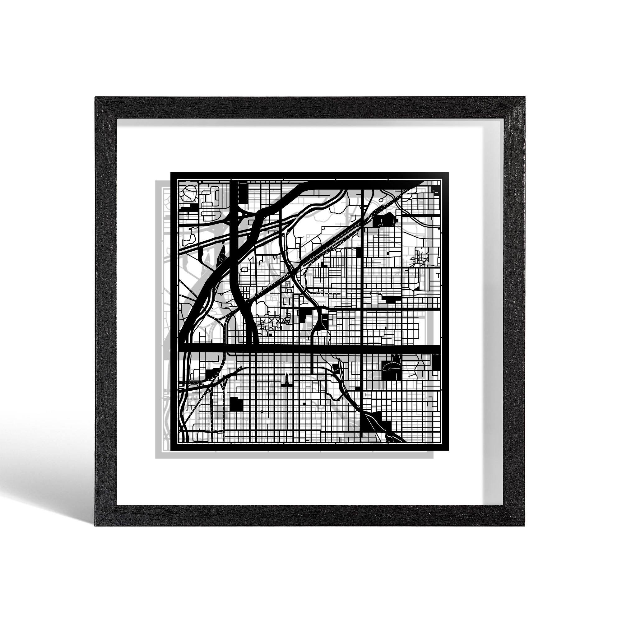 o3designstudio Lincoln, NE Paper cut map framed 9 inch Black map Black frame map art 22MF2034BB