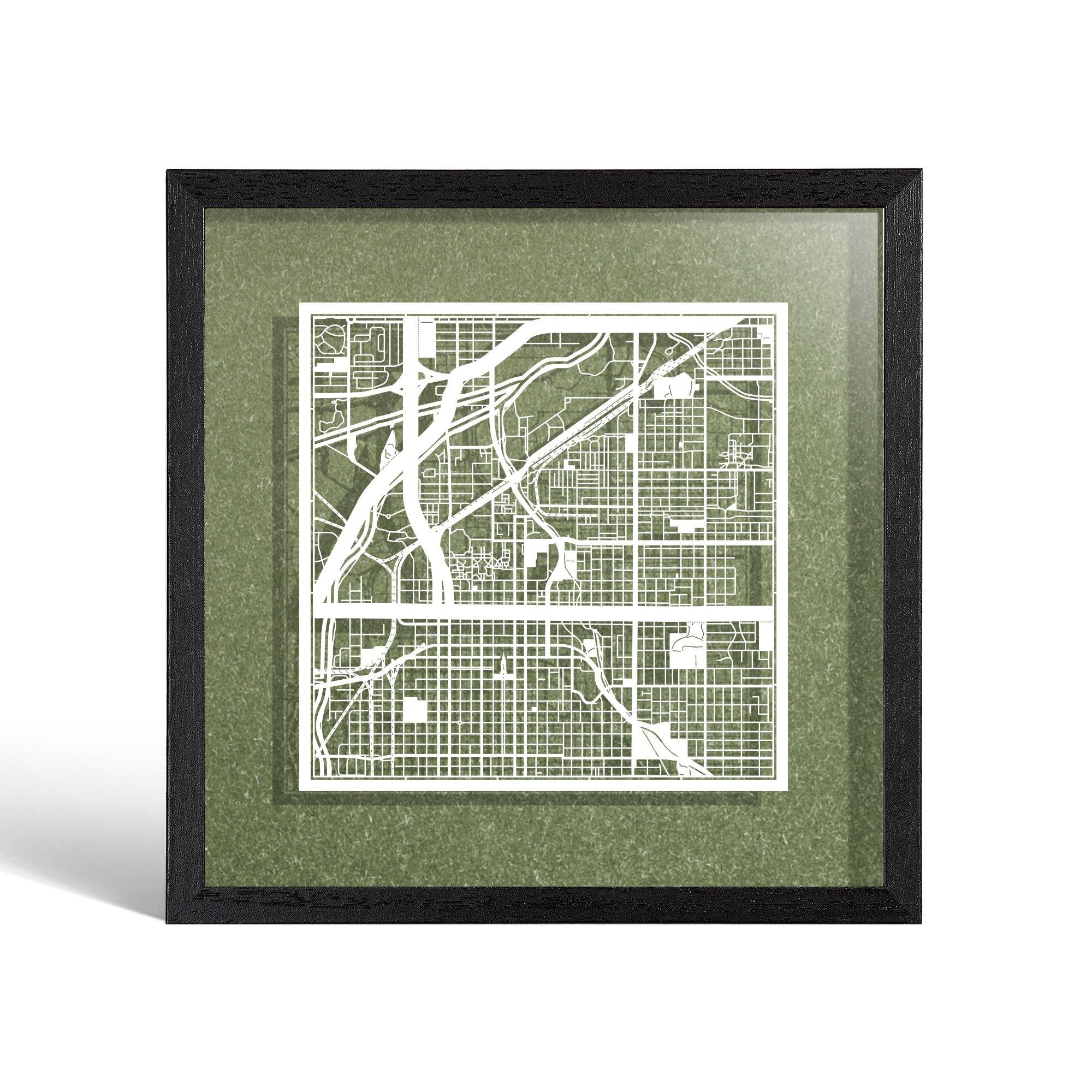 o3designstudio Lincoln, NE Paper cut map framed 9 inch White map Black frame map art 22MF2034BW