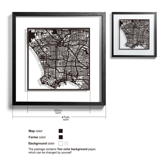 Paper cut maps United States (west) framed 18 in, map art