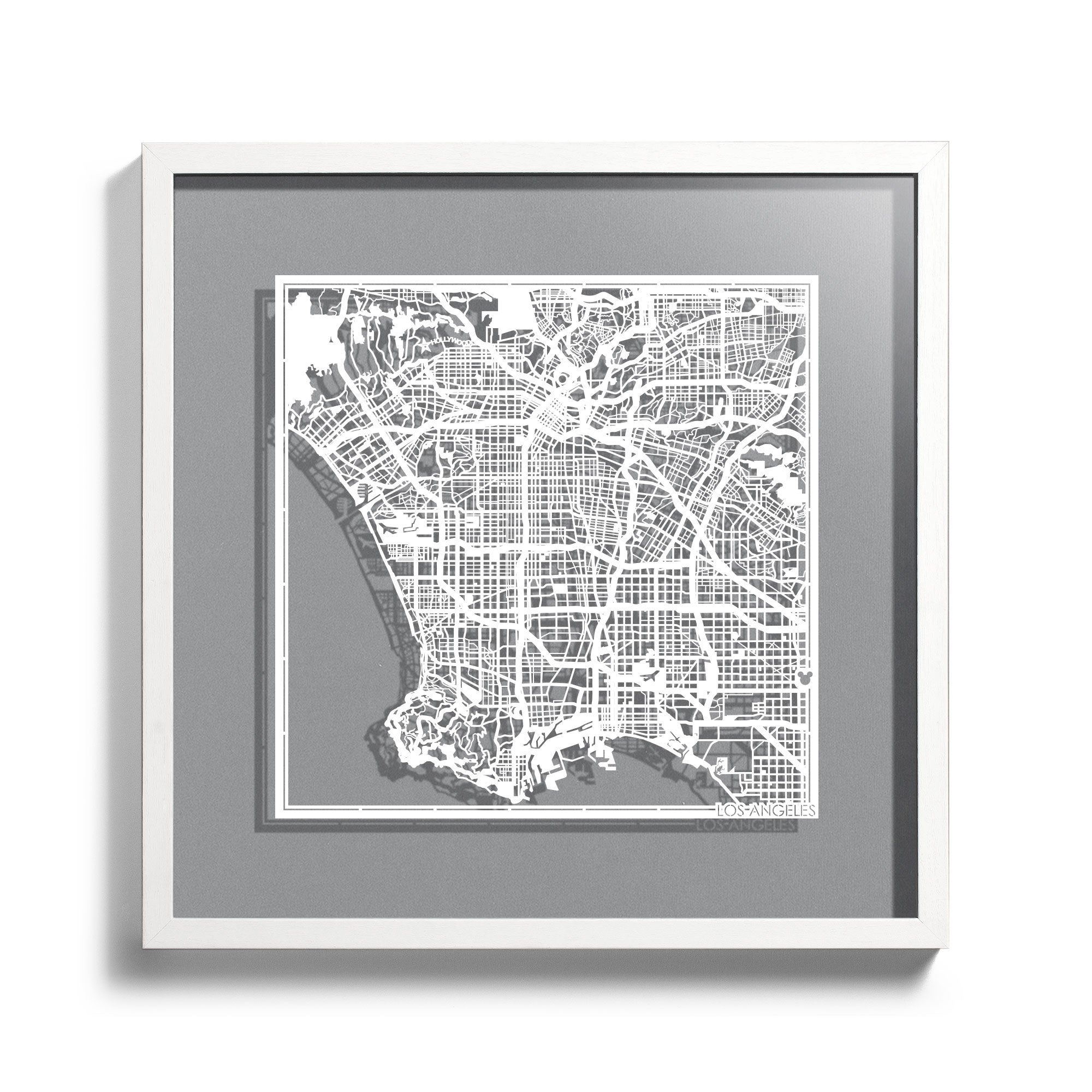 Paper cut maps United States (west) framed 18 in, map art