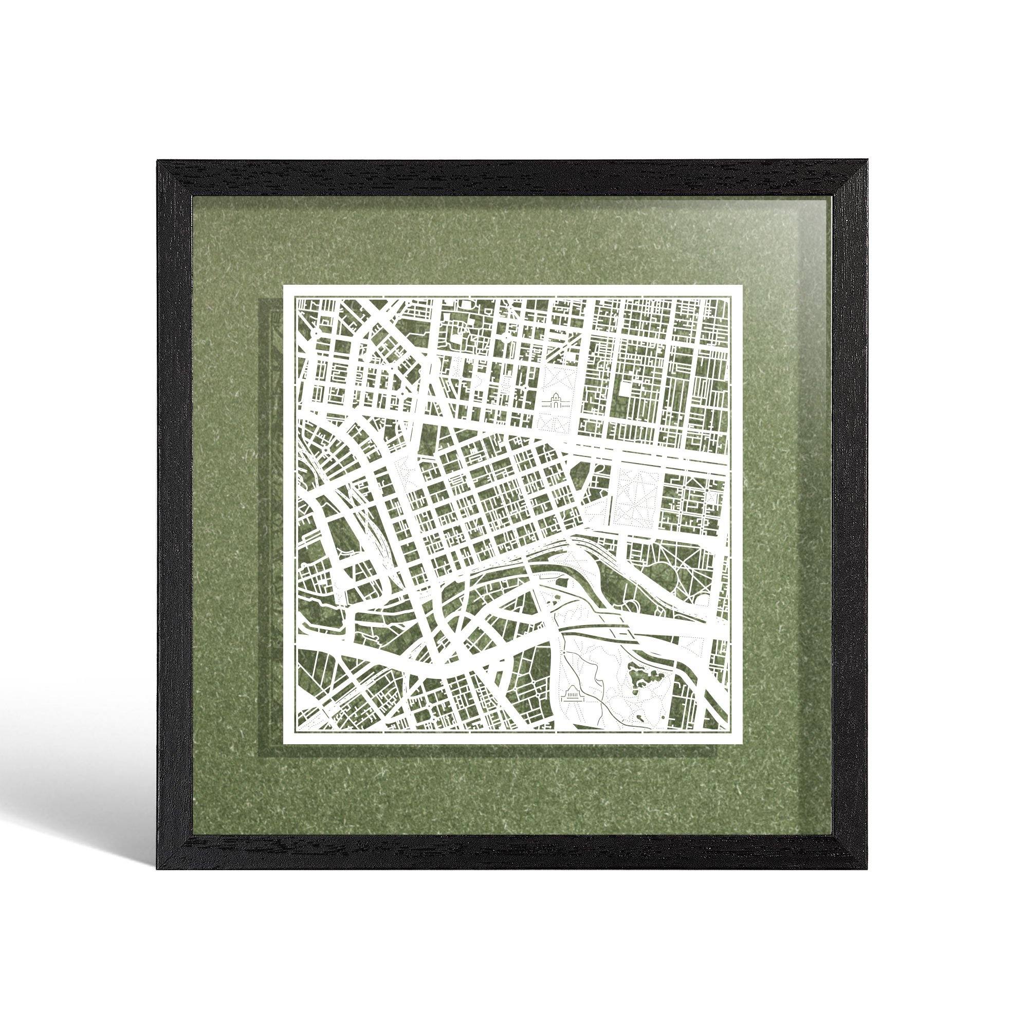 o3designstudio Melbourne Paper cut map framed 9 inch White map Black frame map art 22MF1008BW