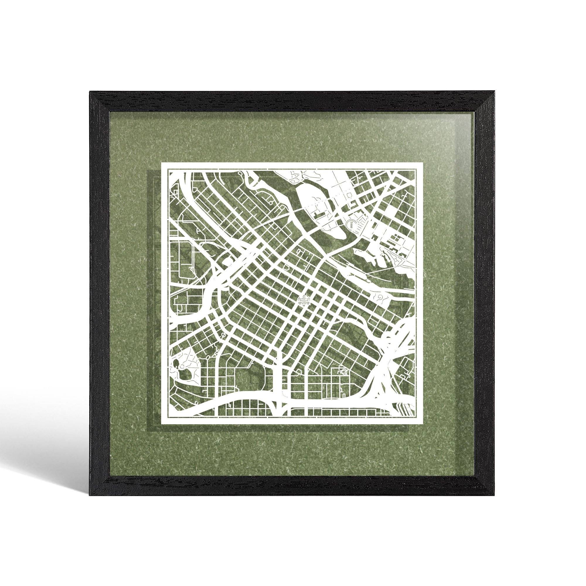 o3designstudio Minneapolis Paper cut map framed 9 inch White map Black frame map art 22MF2035BW