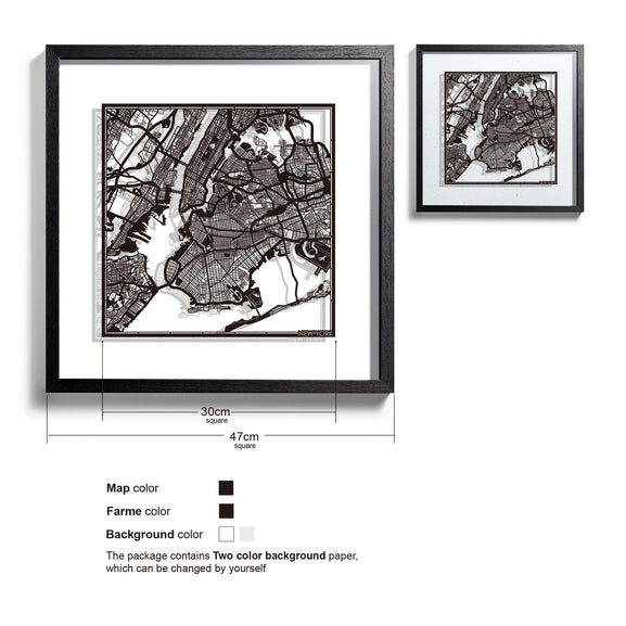 Paper cut maps United States (east) framed 18 in, map art