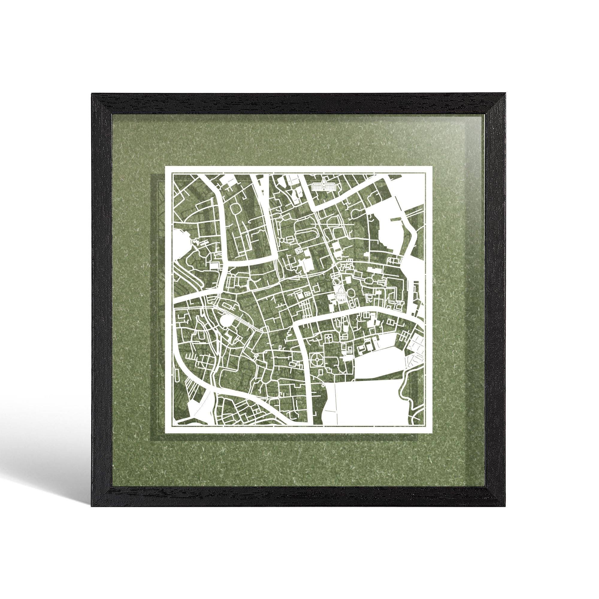 o3designstudio Oxford, England Paper cut map framed 9 inch White map Black frame map art 22MF3034BW