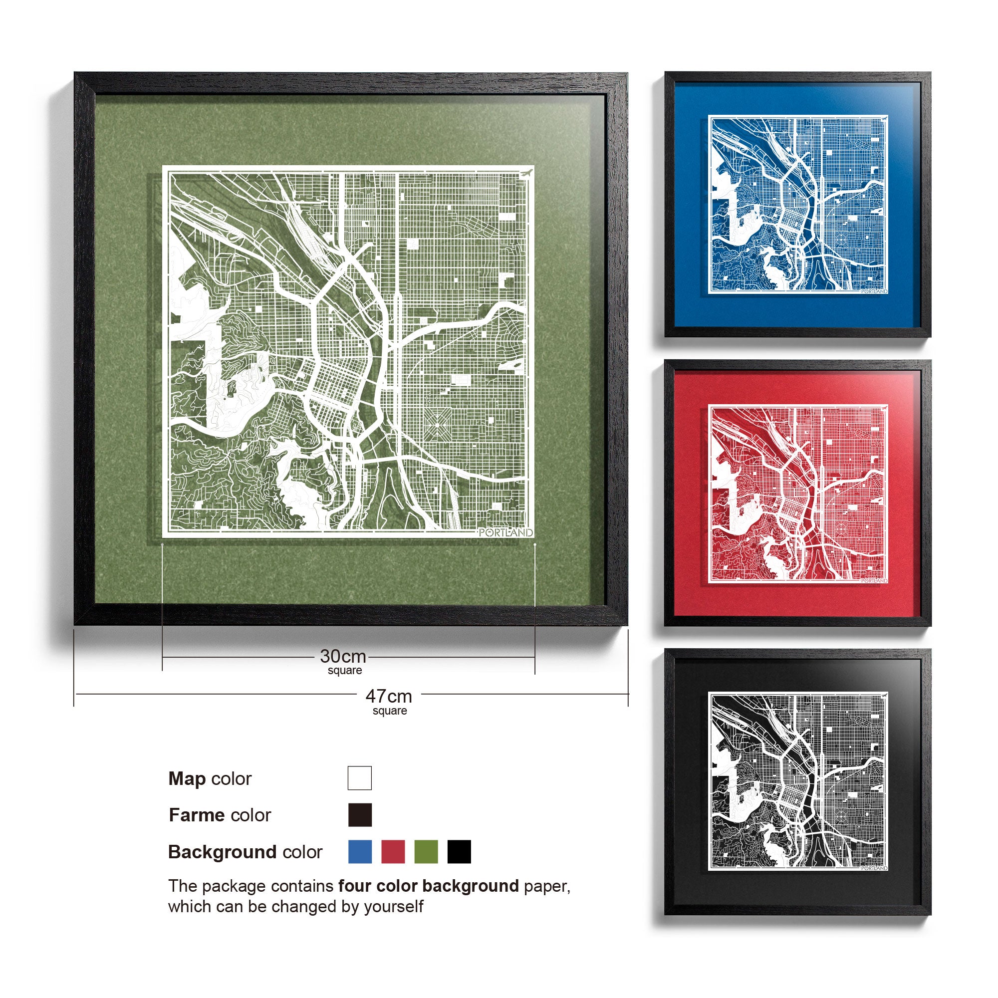 Paper cut maps United States (west) framed 18 in, map art