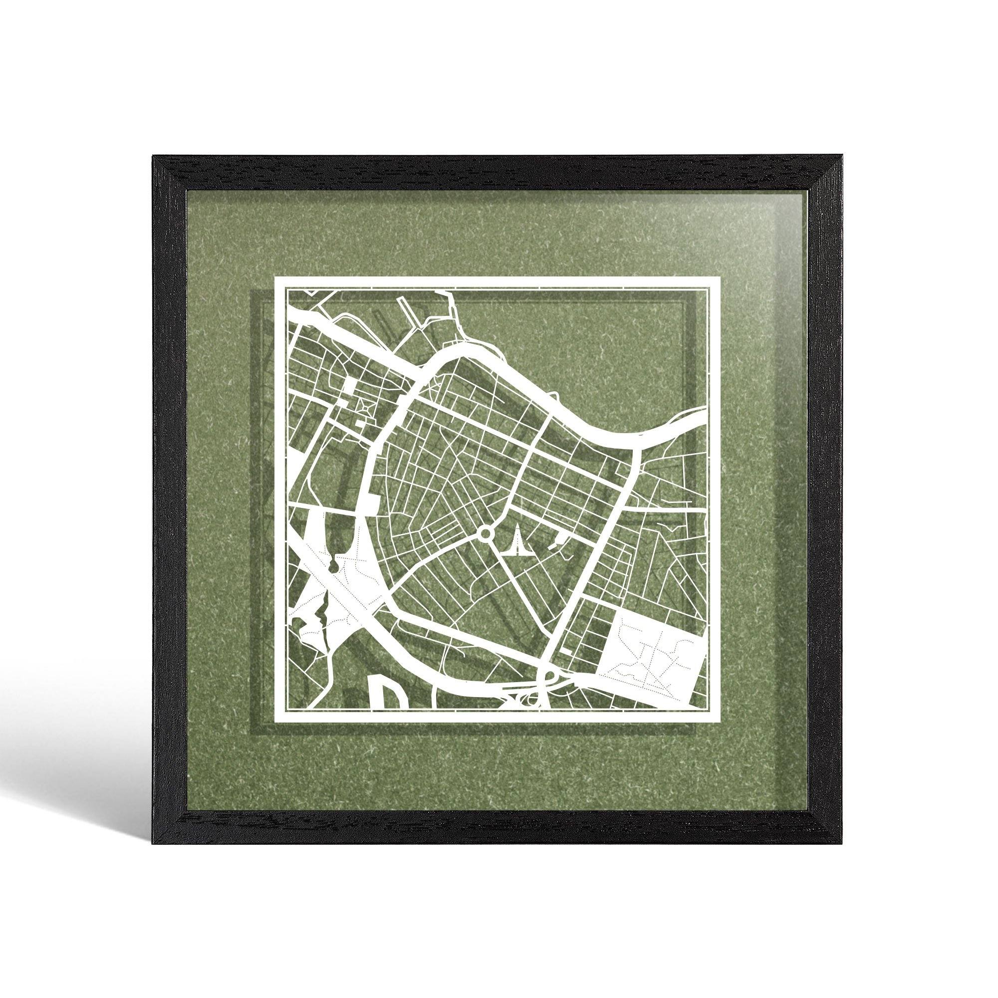 o3designstudio Reykjavik Paper cut map framed 9 inch White map Black frame map art 22MF3043BW