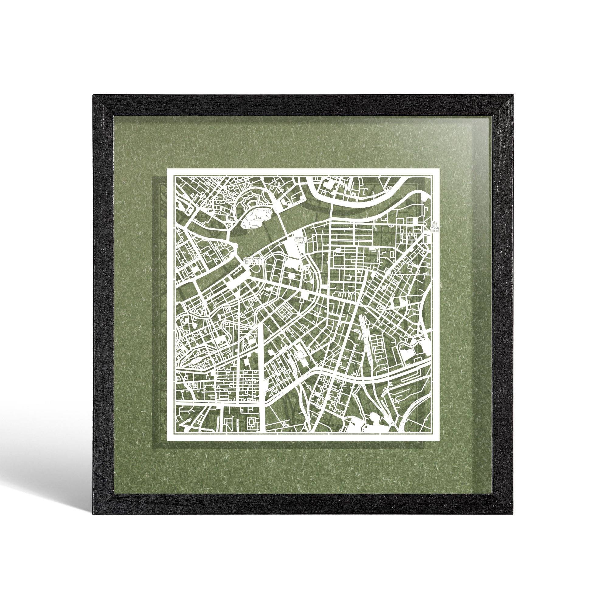 o3designstudio Saint Petersburg Paper cut map framed 9 inch White map Black frame map art 22MF3042BW