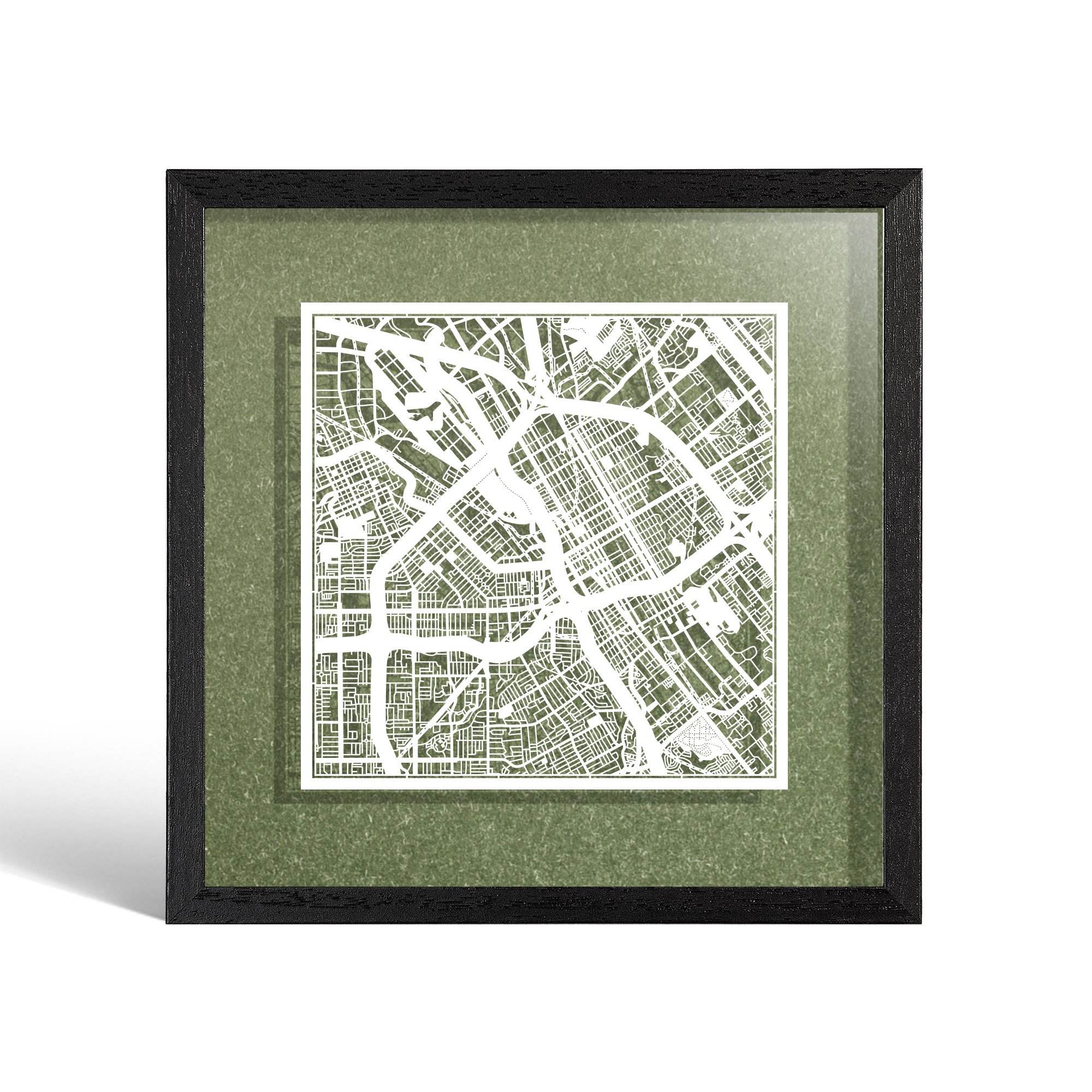 o3designstudio San Jose, CA Paper cut map framed 9 inch White map Black frame map art 22MF2017BW