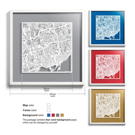 Paper cut maps Canada & Latin America framed 18 in, map art