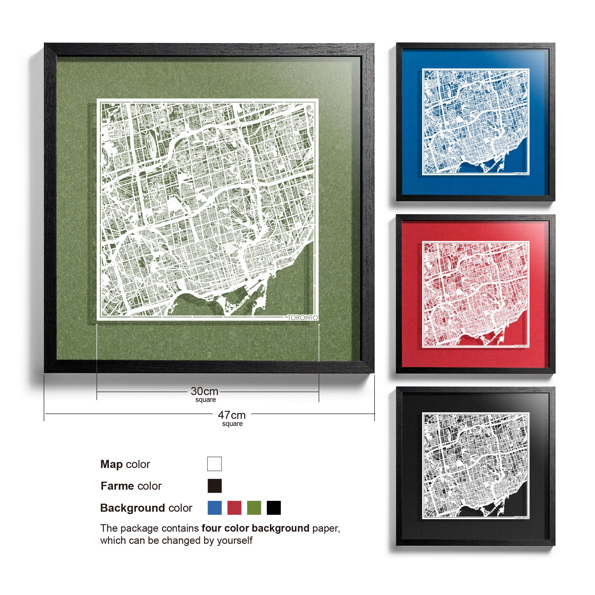 Paper cut maps Canada & Latin America framed 18 in, map art