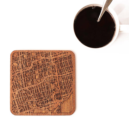 o3designstudio Toronto Wooden Map coasters city map craft Tokyo back