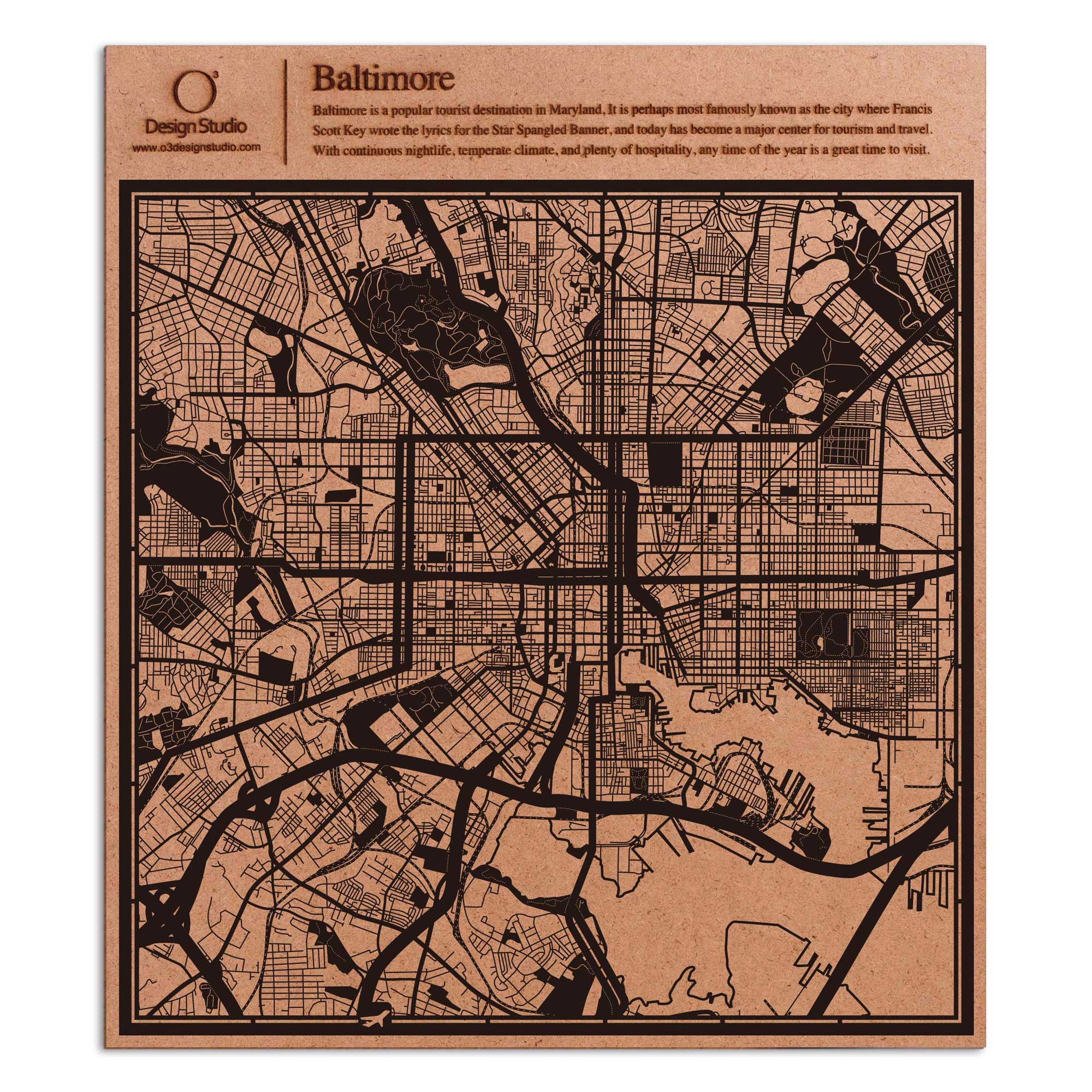 o3designstudio paper cut map Baltimore Black map art MU2025B