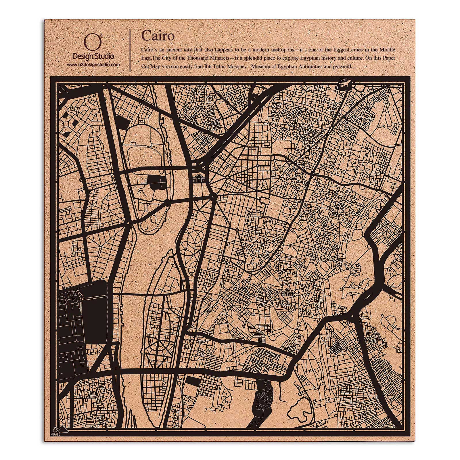 o3designstudio paper cut map Cairo Black map art MU4005B
