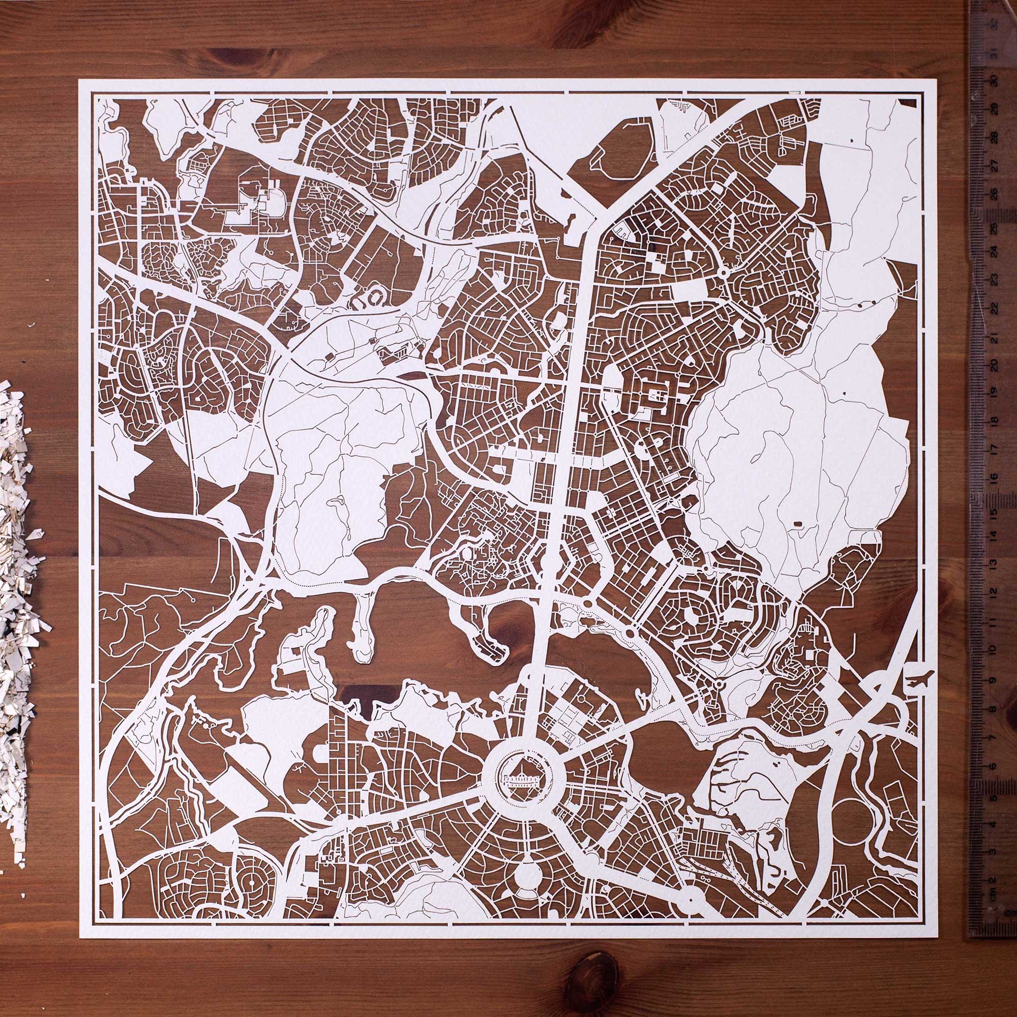 o3designstudio-paper-cut-map-Canberra-30*30cm-map-art-white