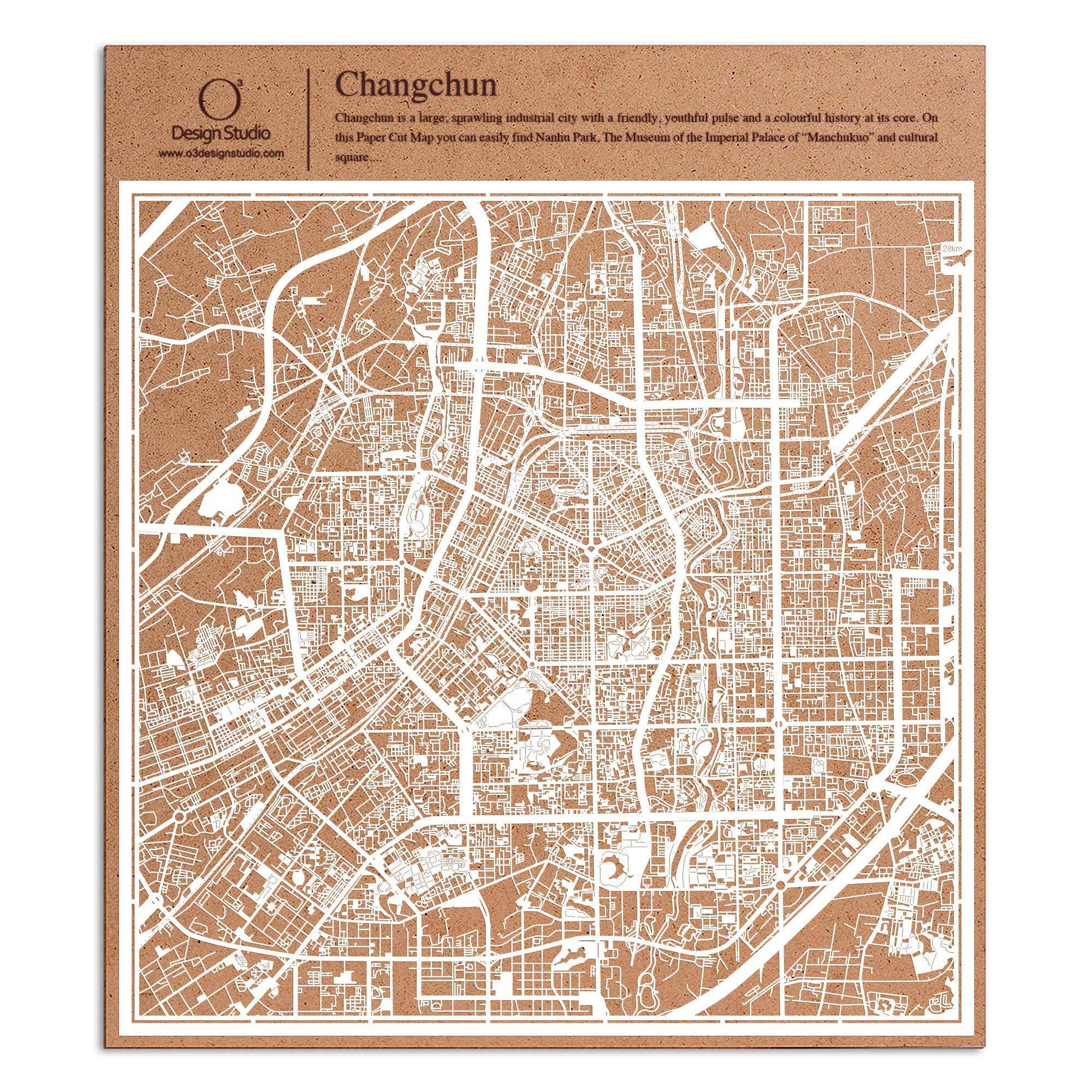 o3designstudio paper cut map Changchun White map art MU1049W
