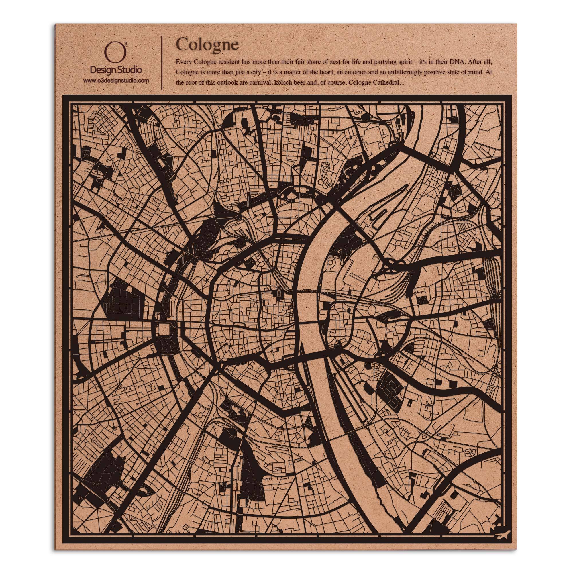 o3designstudio paper cut map Cologne Black map art MU3037B