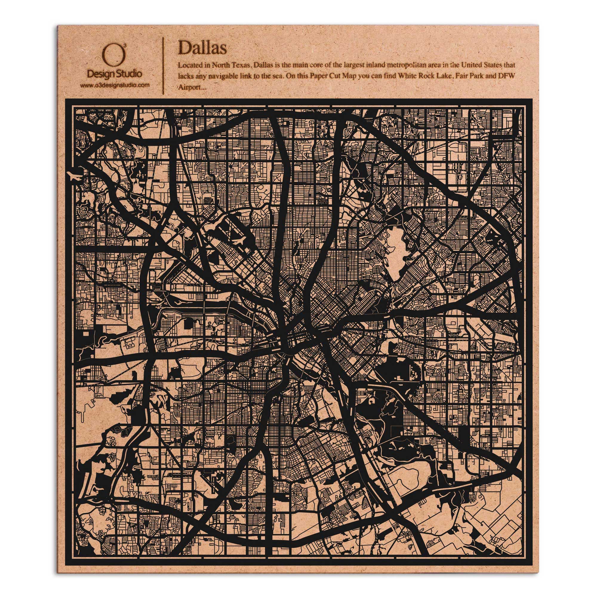 o3designstudio paper cut map Dallas Black map art MU2015B