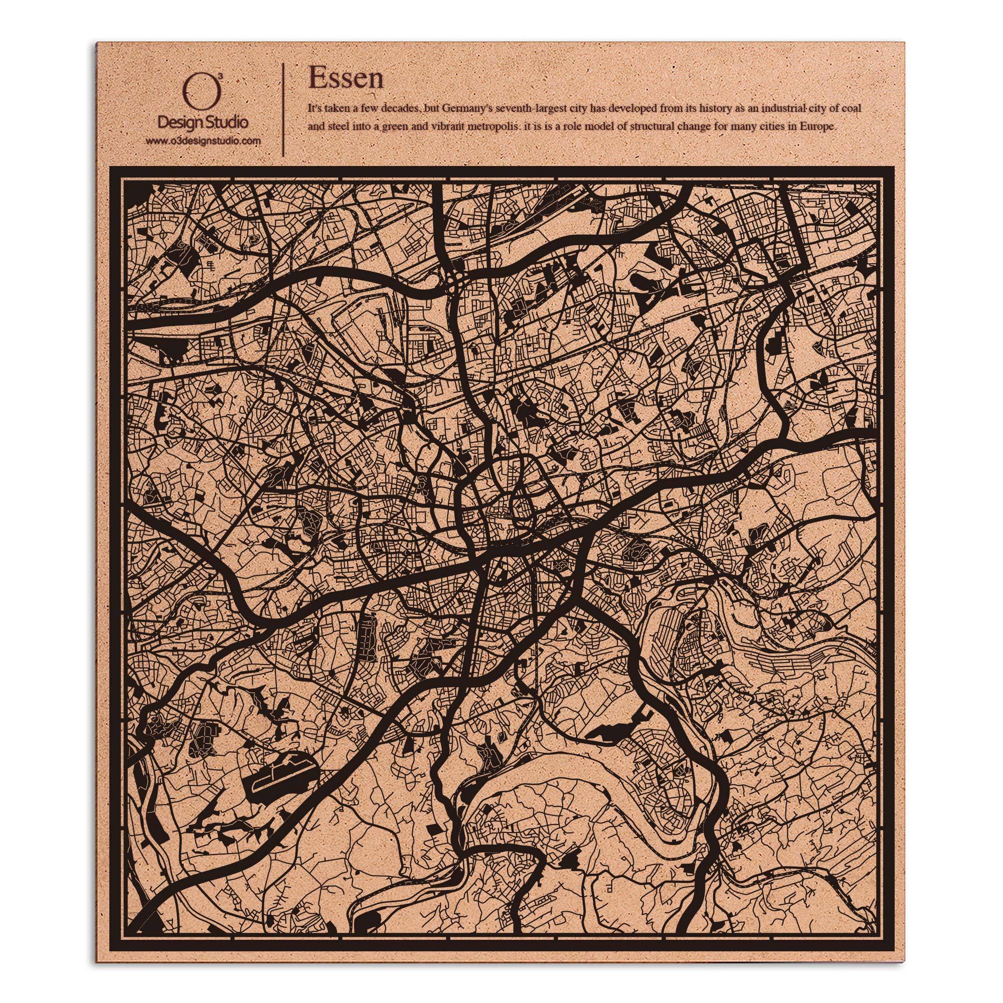 o3designstudio paper cut map Essen Black map art MU3063B