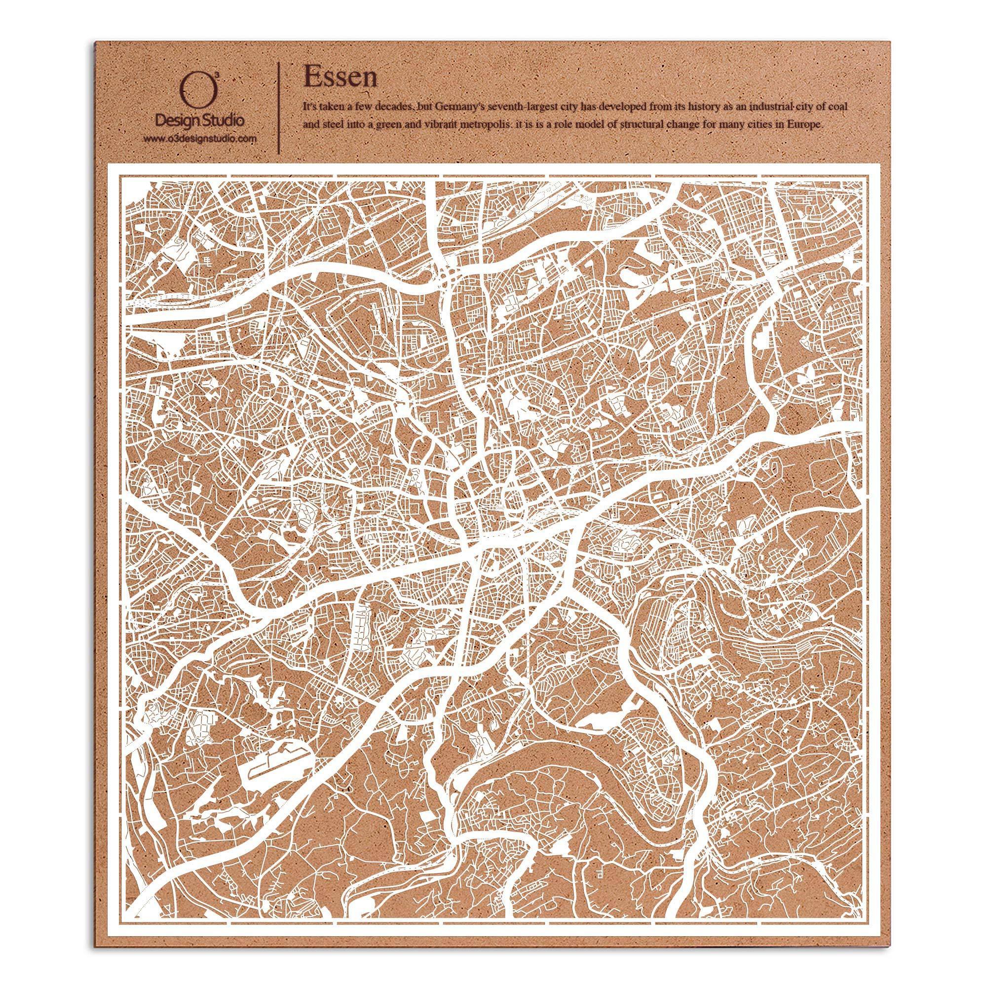 o3designstudio paper cut map Essen White map art MU3063W
