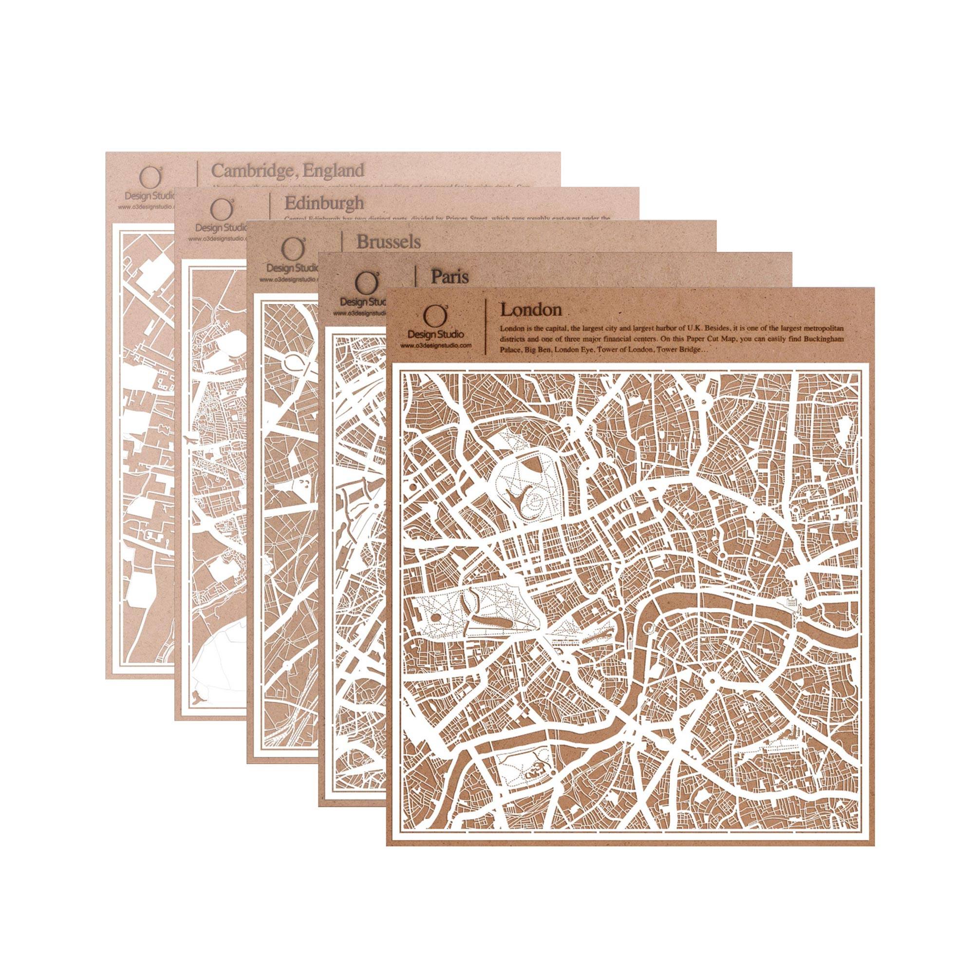 o3designstudio paper cut map Europe West 30*30cm map art group