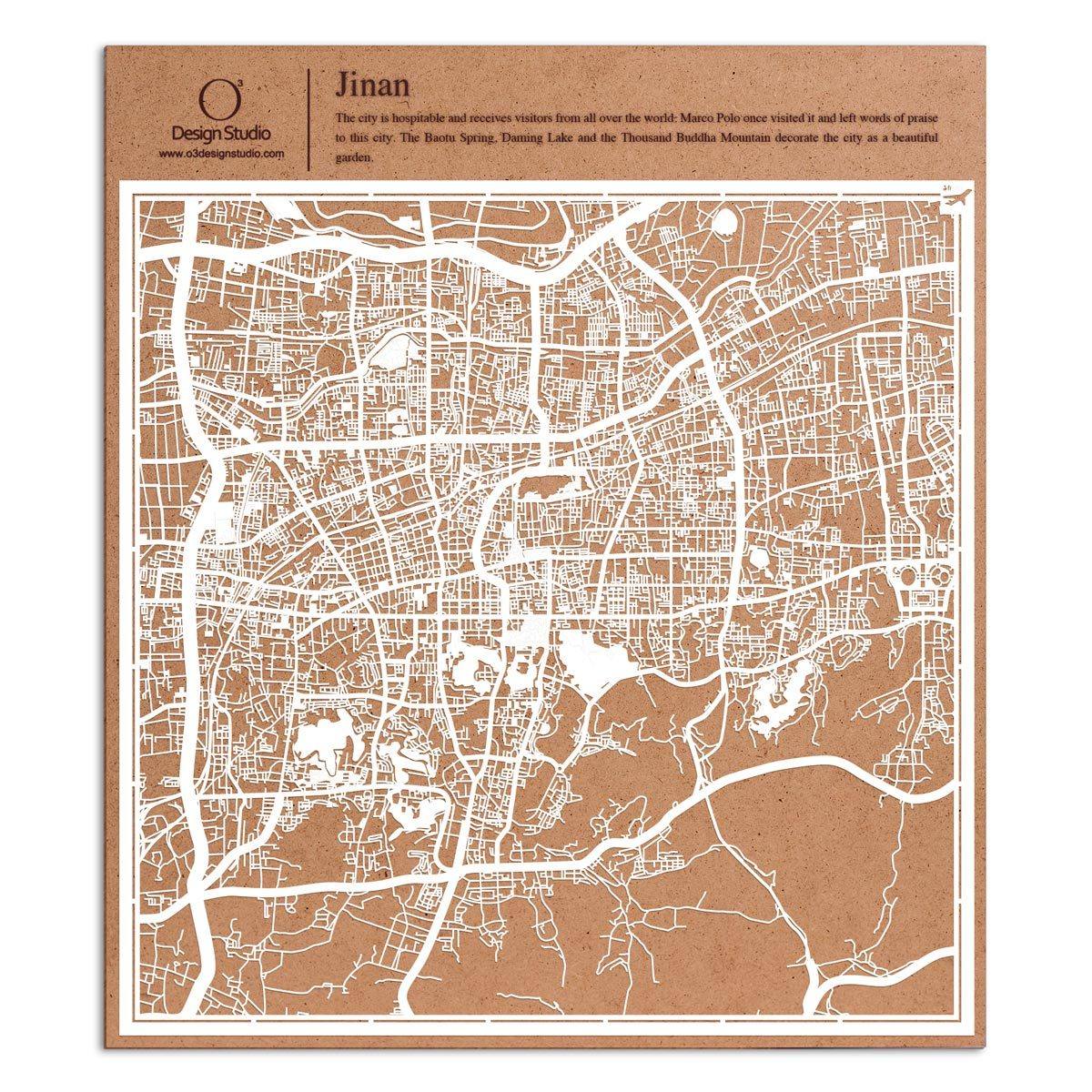 o3designstudio paper cut map Jinan White map art MU1046W