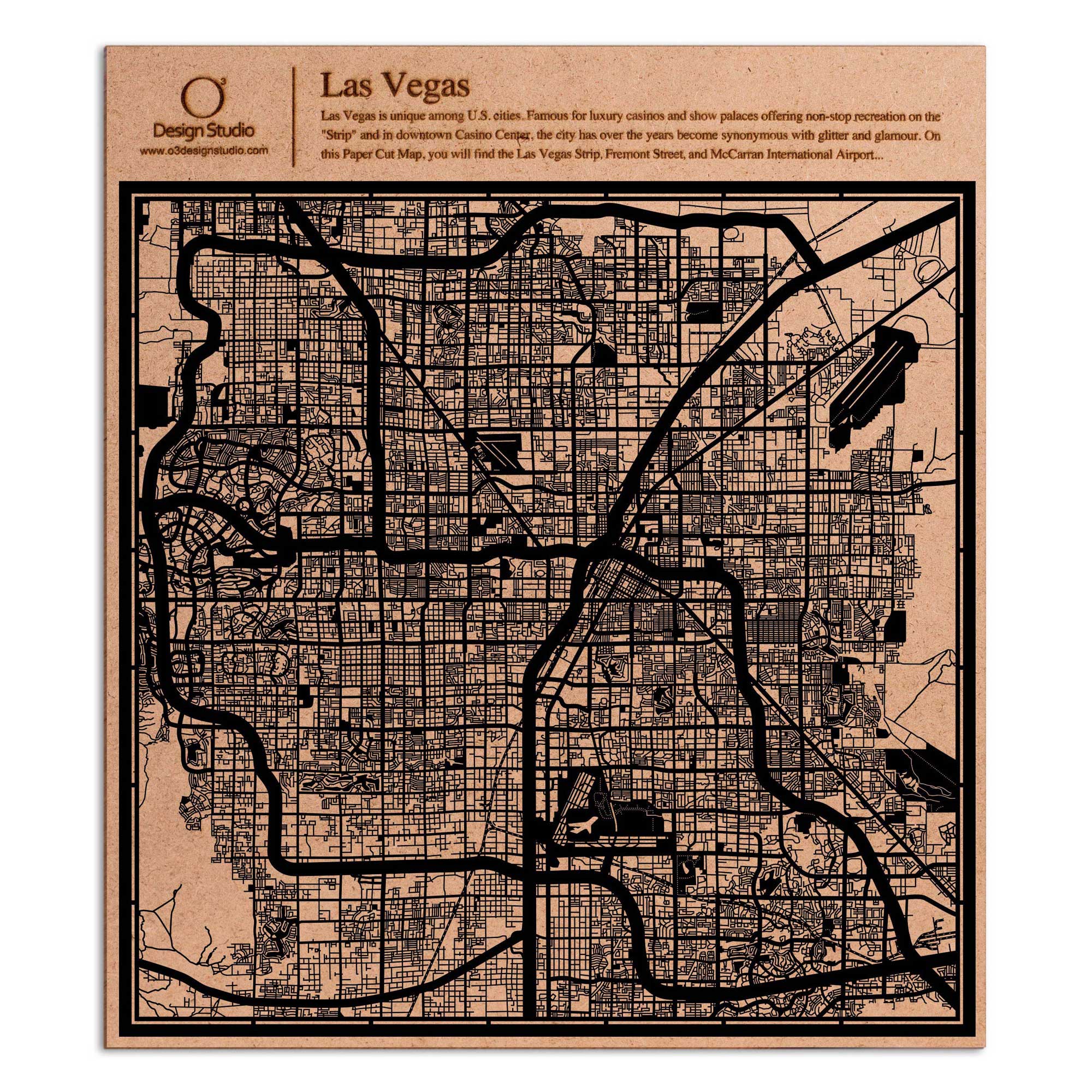 o3designstudio paper cut map Las Vegas Black map art MU2012B
