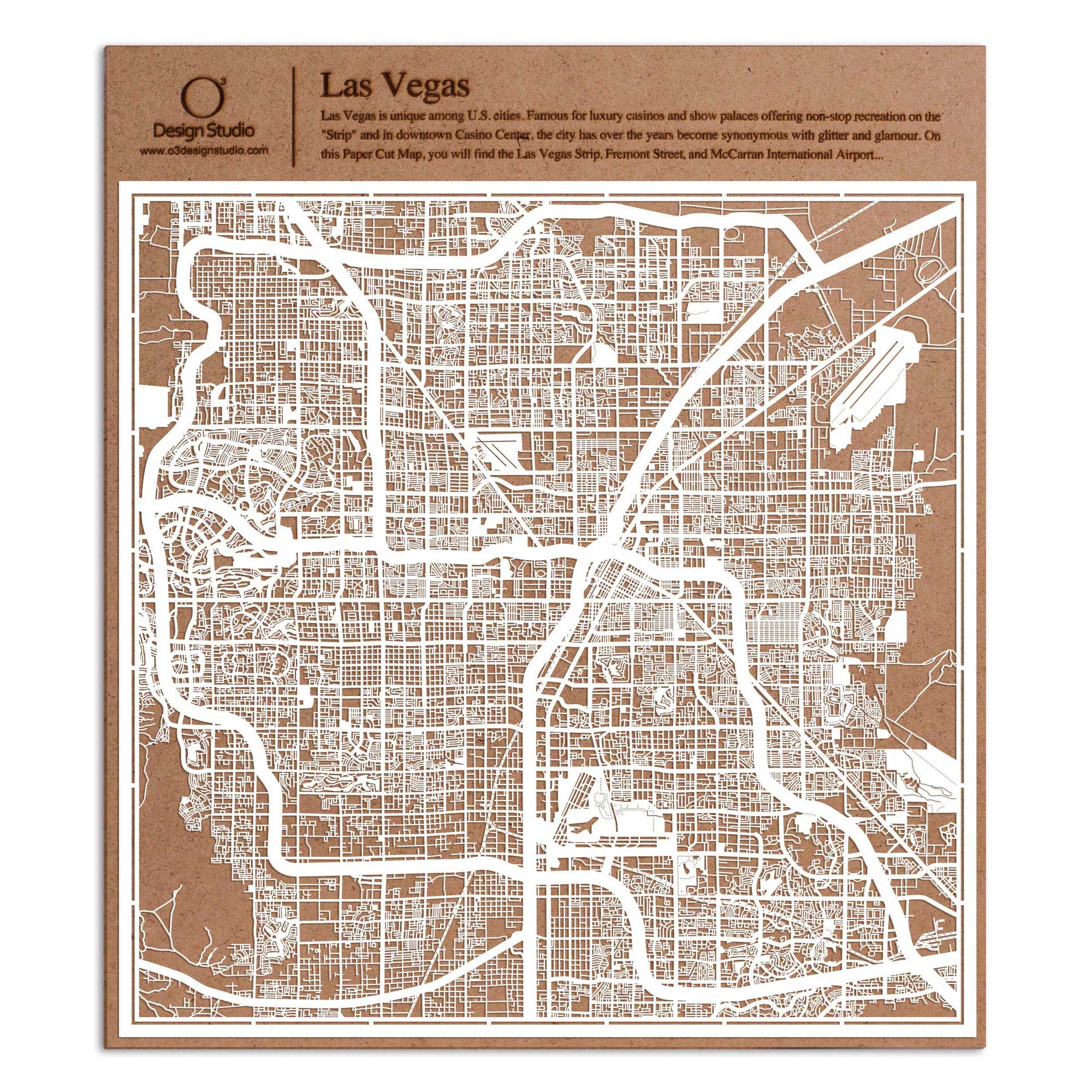 o3designstudio paper cut map Las Vegas White map art MU2012W