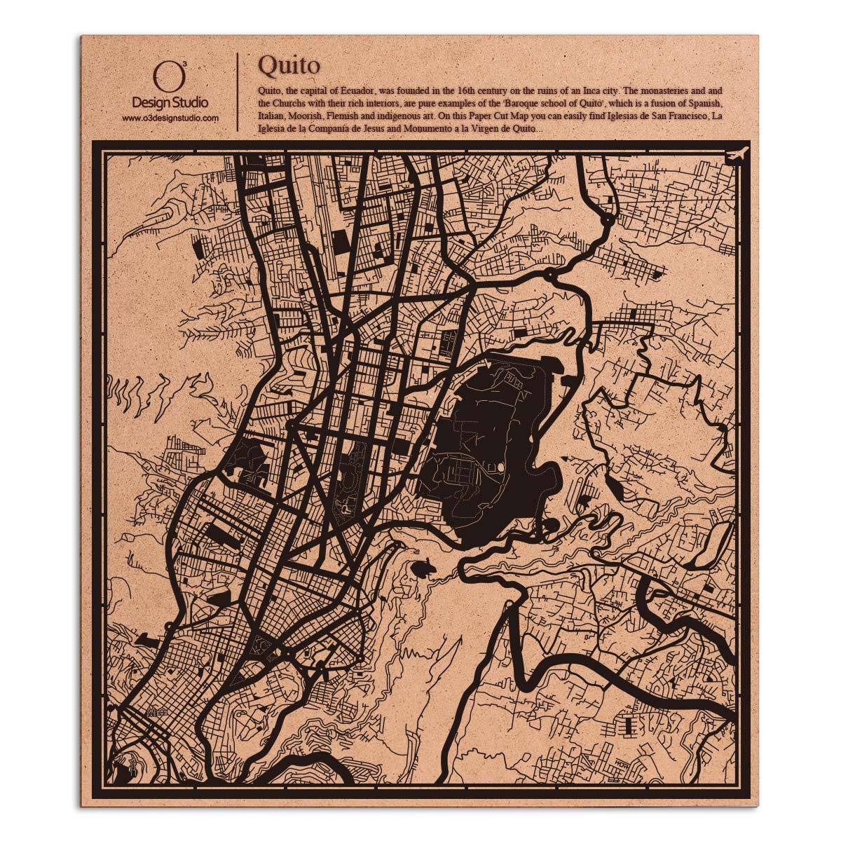 o3designstudio paper cut map Quito Black map art MU2309B