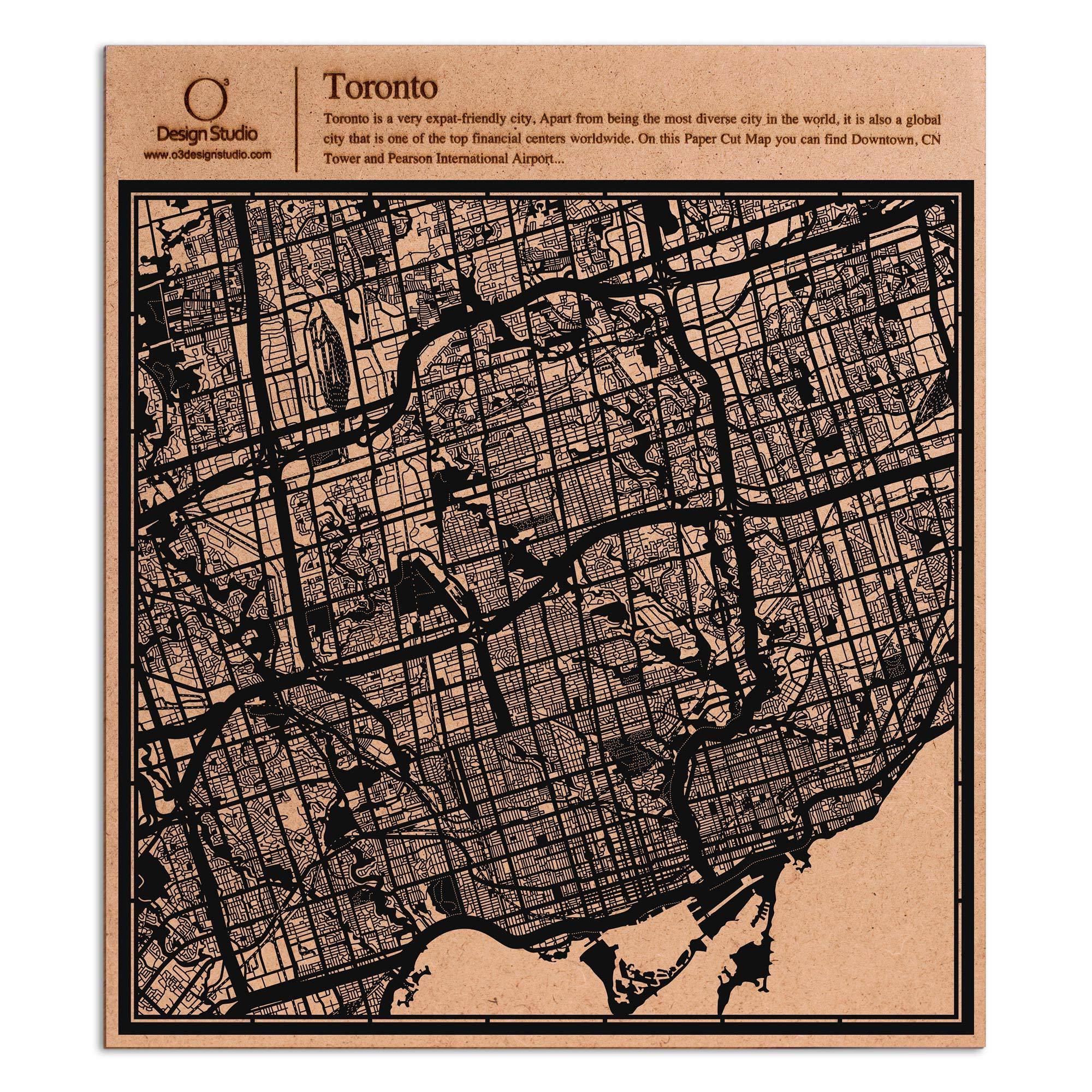 o3designstudio paper cut map Toronto Black map art MU2201B