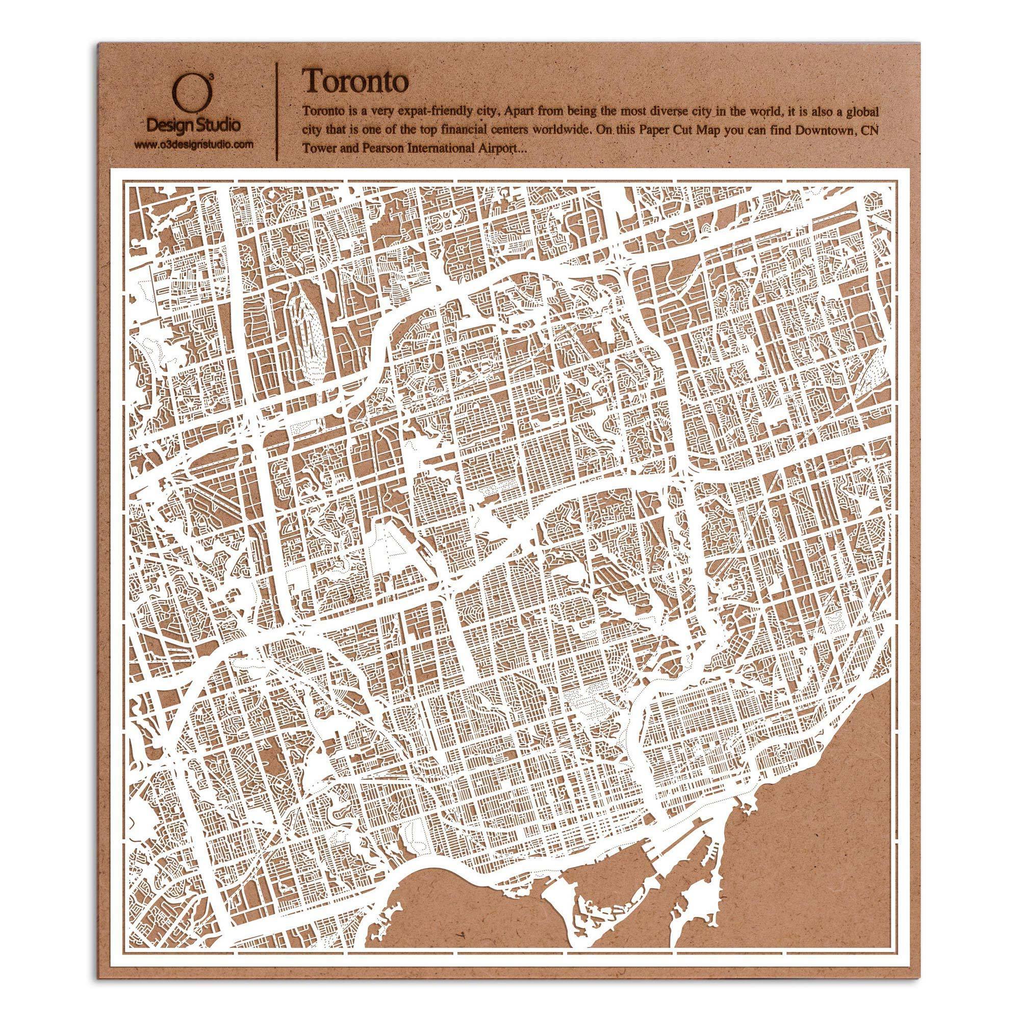 o3designstudio paper cut map Toronto White map art MU2201W